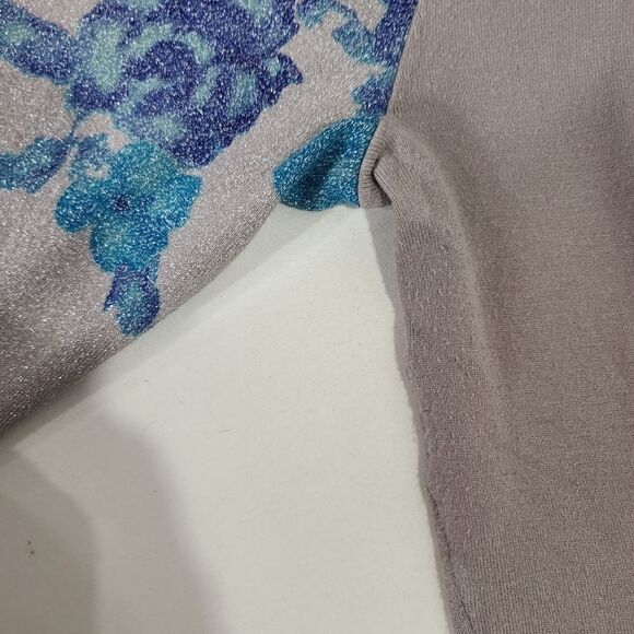 Inc gray shimmering floral women's sweater - Picture 6 of 11